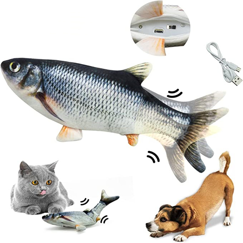 Electric Floppy Fish Dog Toy - ของเล่นแมวรูปปลา ชาร์จด้วย USB ปลาไฟฟ้า ของเล่นแมวเหมือนจริง ของเล่นสำหรับสัตว์เลี้ยง