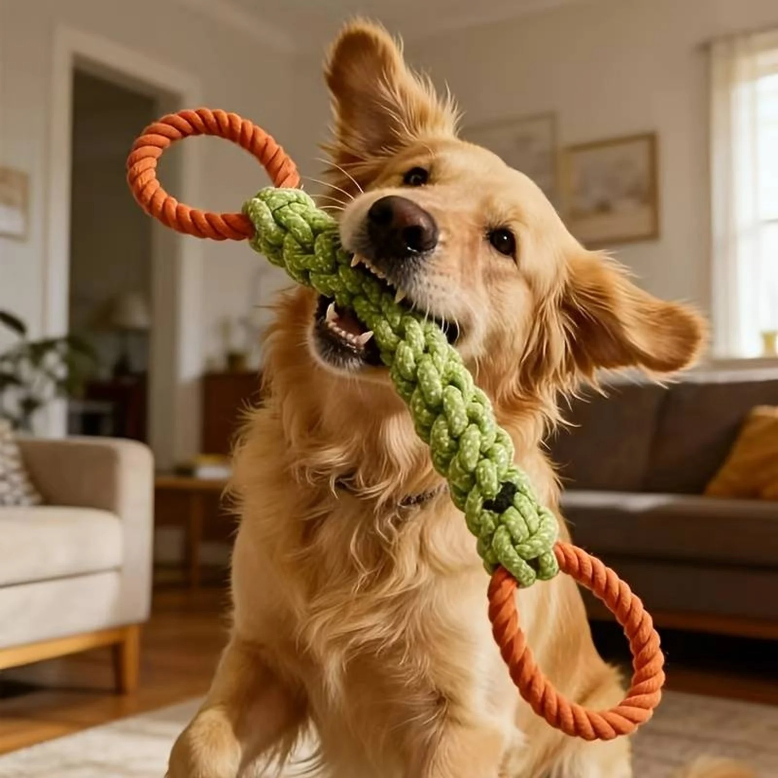 Indestructible Dog Chew Toy - ของเล่นเชือกสำหรับสุนัขที่ทนทาน, ของเล่นเชือกกัดสำหรับสุนัข, ของเล่นเคี้ยวที่ทนทานสำหรับการดูแลสุขภาพฟันของสัตว์เลี้ยงและการเล่นในสวน