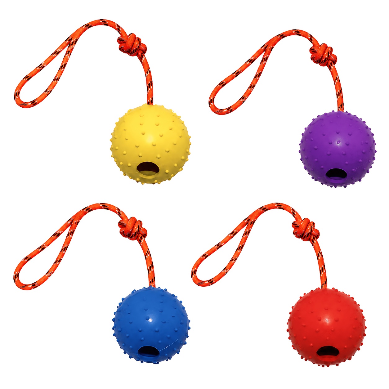 Dog Rope Toy Aggressive Chewers - ชุด 2 ลูกบอลยางสำหรับสุนัขพร้อมเชือก, ของเล่นกัดที่ทนทานสำหรับสุนัขที่ชอบกัดแทะ, เหมาะสำหรับการเล่นโยนและดึงแบบโต้ตอบ